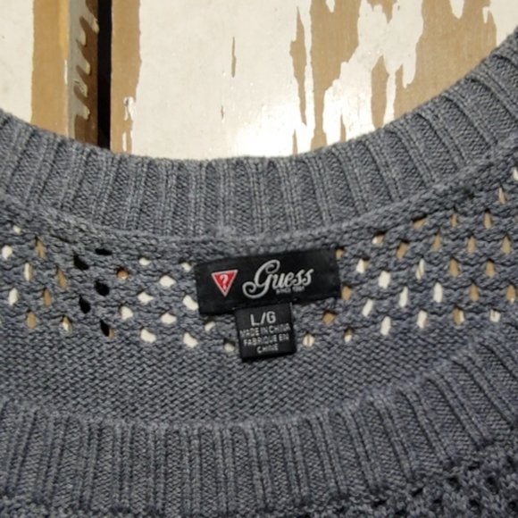 Guess Cut-Out Scoop Neck Perfect Gray Sweater - Picture 7 of 7